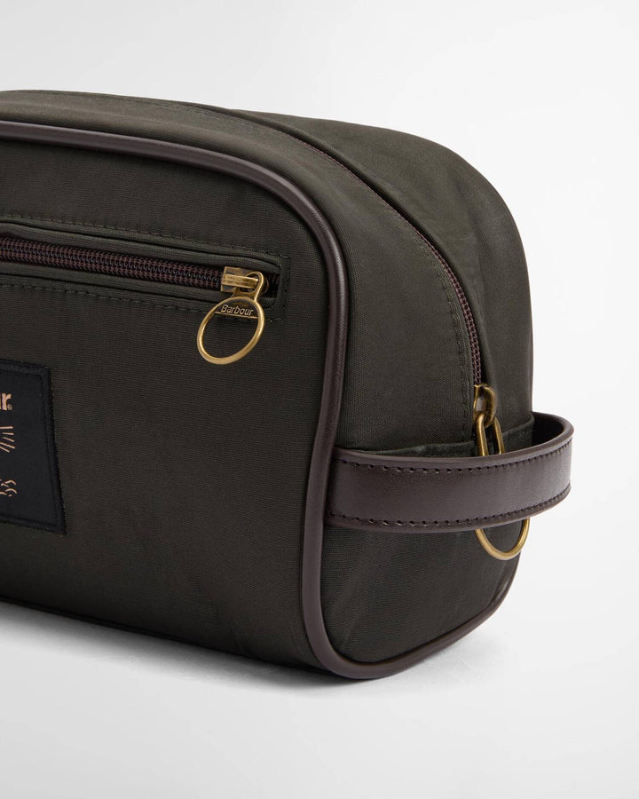BARBOUR OLIVE WAX WASHBAG
