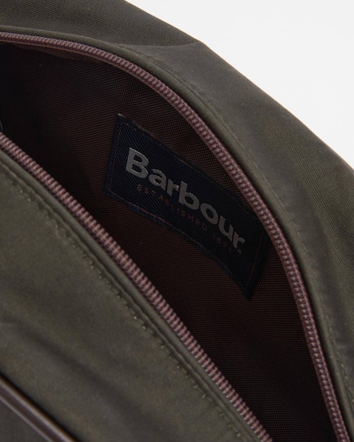 BARBOUR OLIVE WAX WASHBAG