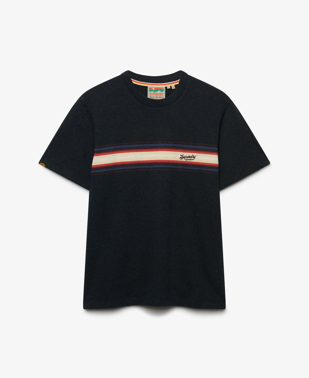 SUPERDRY BLACK OUTDOOR STRIPE LOGO RELAX TEE