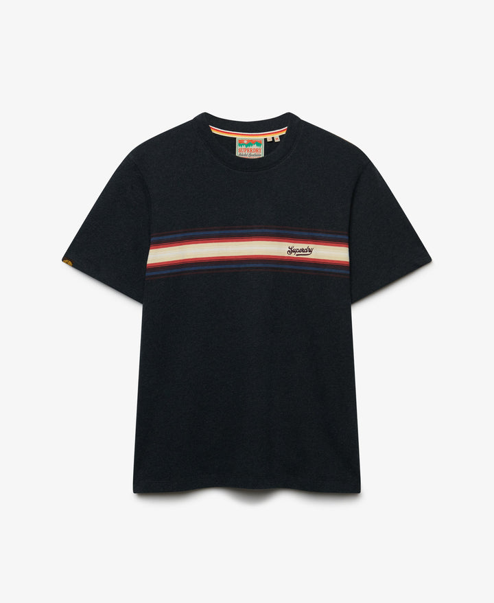 SUPERDRY BLACK OUTDOOR STRIPE LOGO RELAX TEE