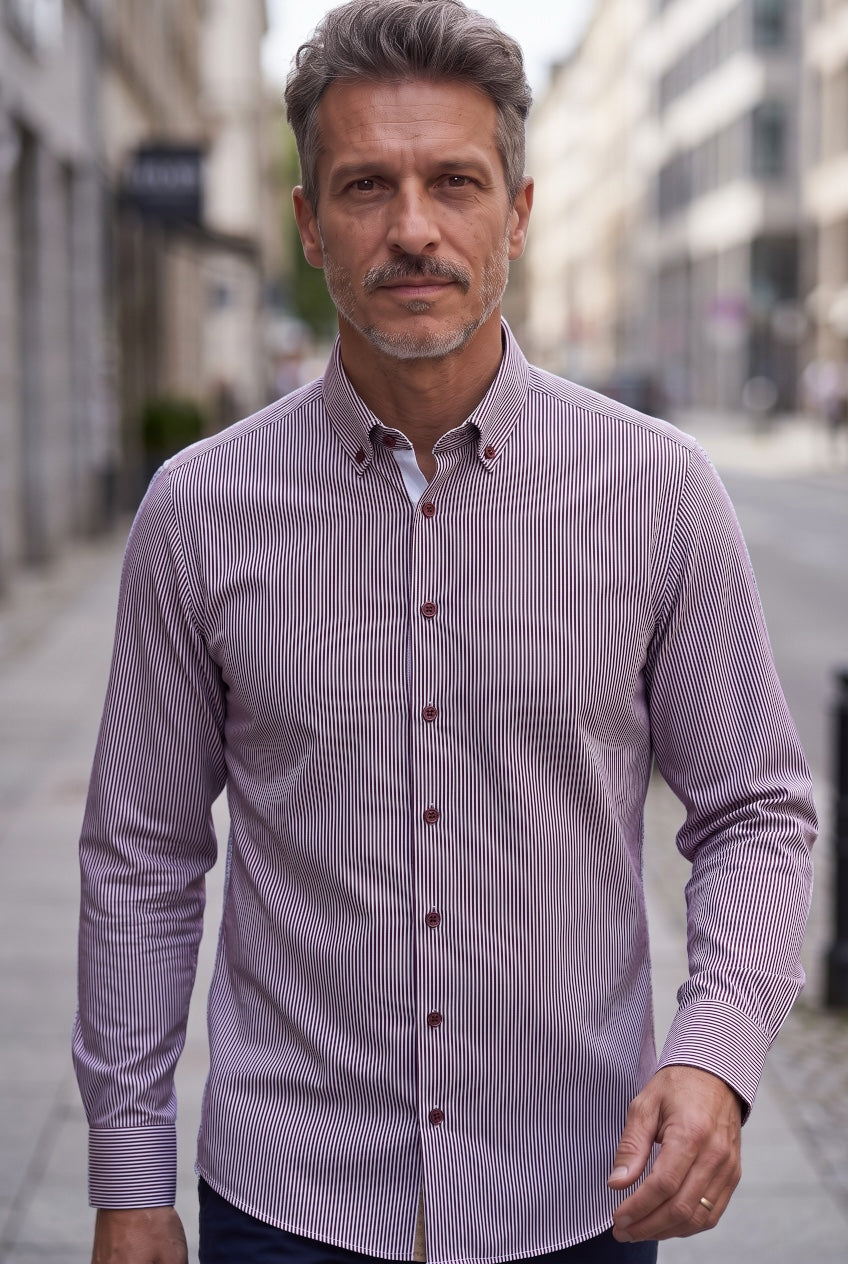 6TH SENSE PURPLE STRIPE SHIRT