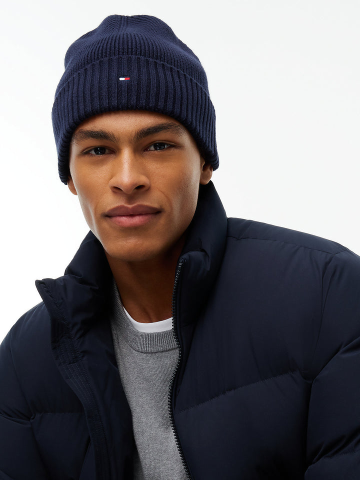 TOMMY HILFUGER  NAVY  BLUE FLAG PIMA COTTON BEANIE