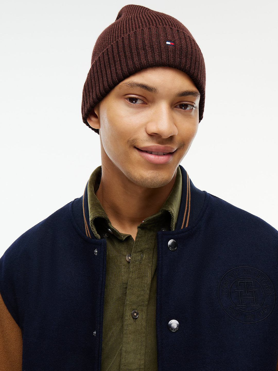 TOMMY HILFIGER  FLAG PIMA WINE COTTON BEANIE