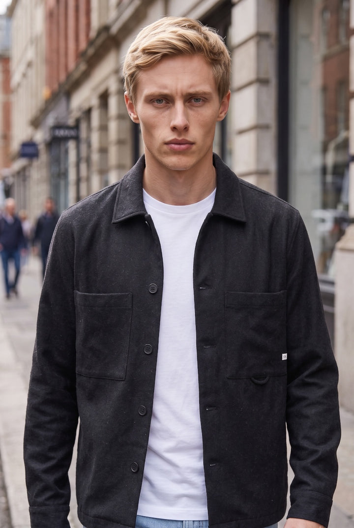 FARAH CHARCOAL MARL RANDALL LS SHIRT