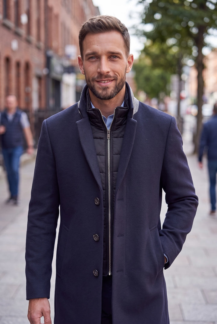 REMUS HARRIS WOOL NAVY OVERCOAT