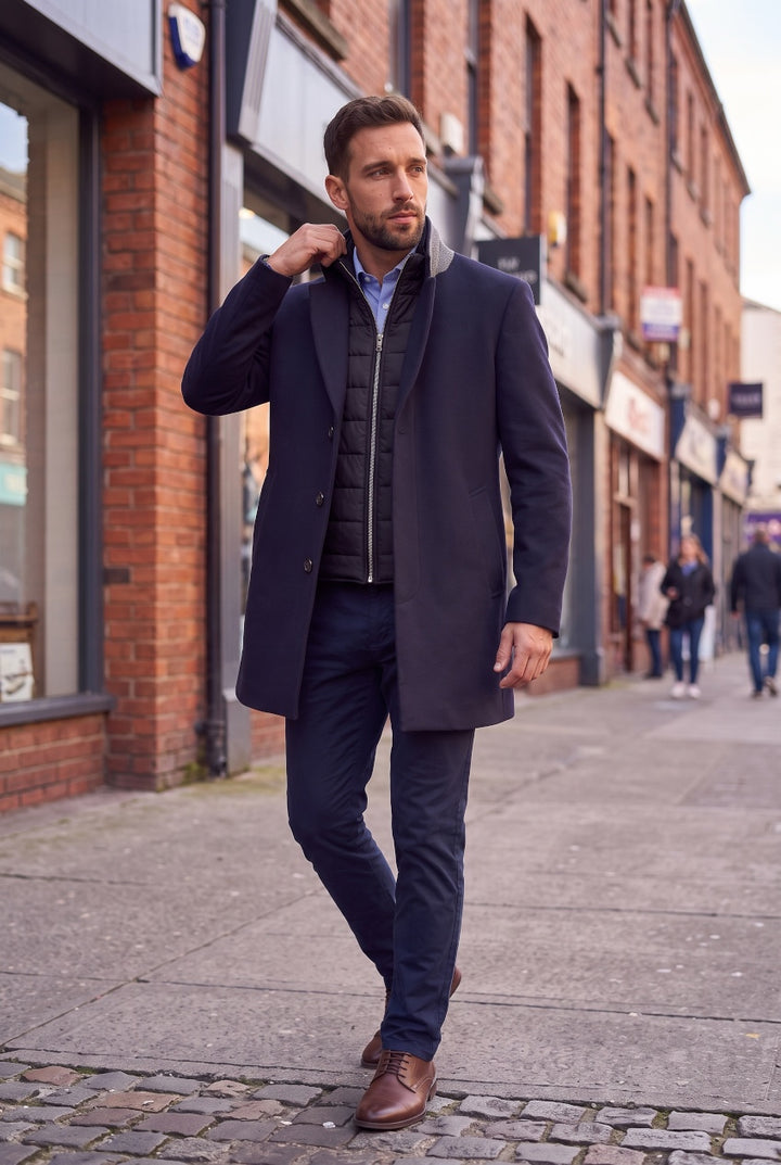 REMUS HARRIS WOOL NAVY OVERCOAT