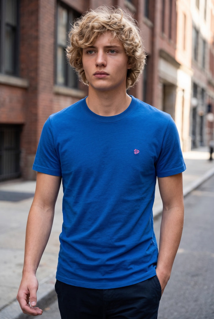 SUPERDRY BLUE ESS SD&amp;CO LOGO EMB TEE