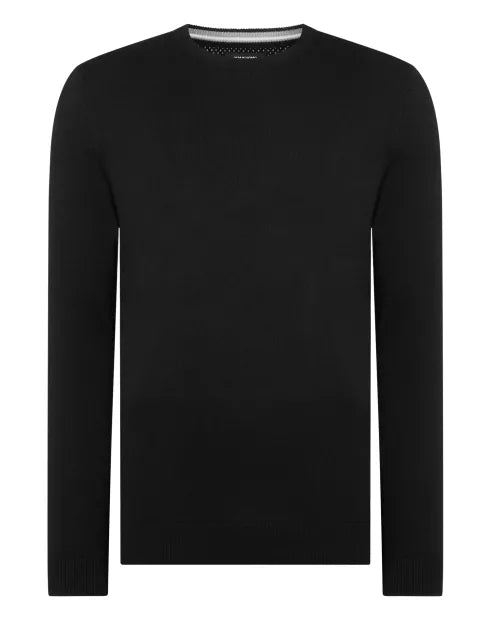 REMUS UOMO BLACK CREW SWEATER