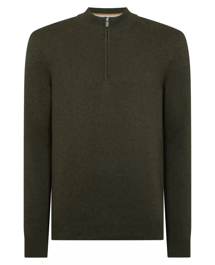 REMUS 1/2 ZIP KHAKI SWEATER