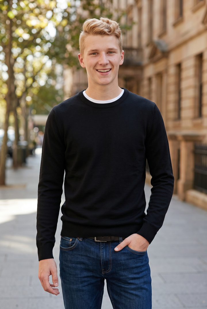 REMUS UOMO NAVY CREW SWEATER