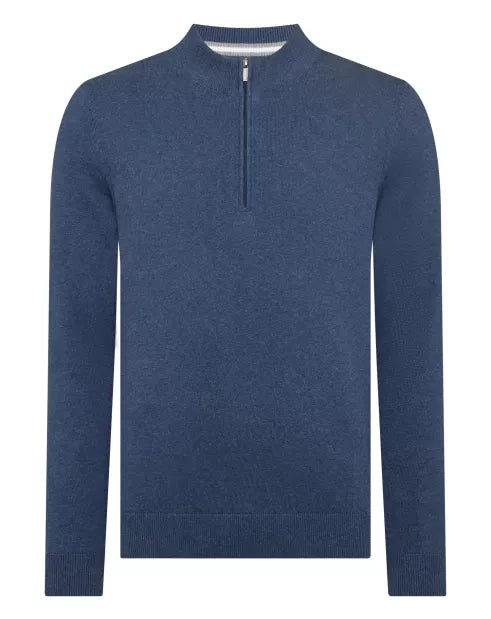 REMUS 1/2 ZIP INDIGO SWEATER