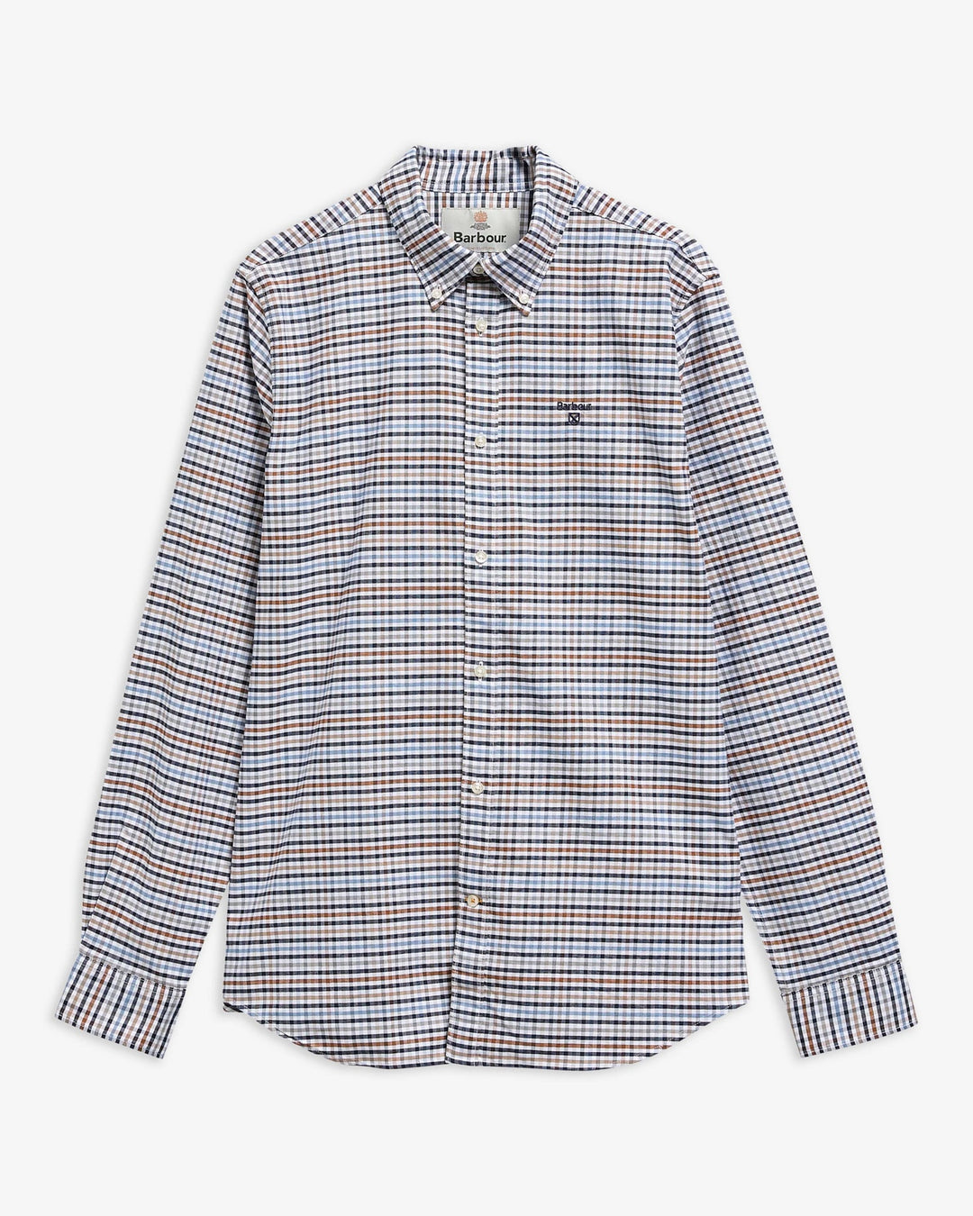 Barbour tailored gingham button-down shirt, blue-and-red grid pattern