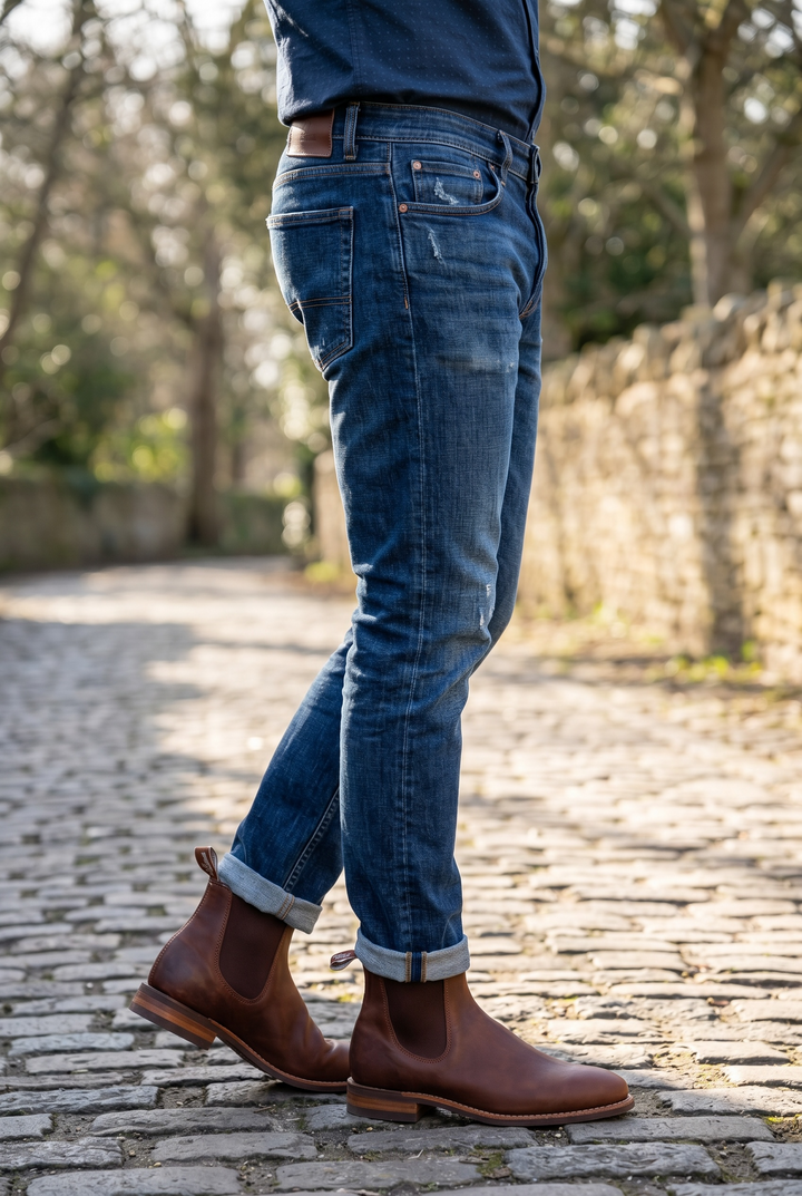 R.M. WILLIAMS BARK CHELSEA BOOTS