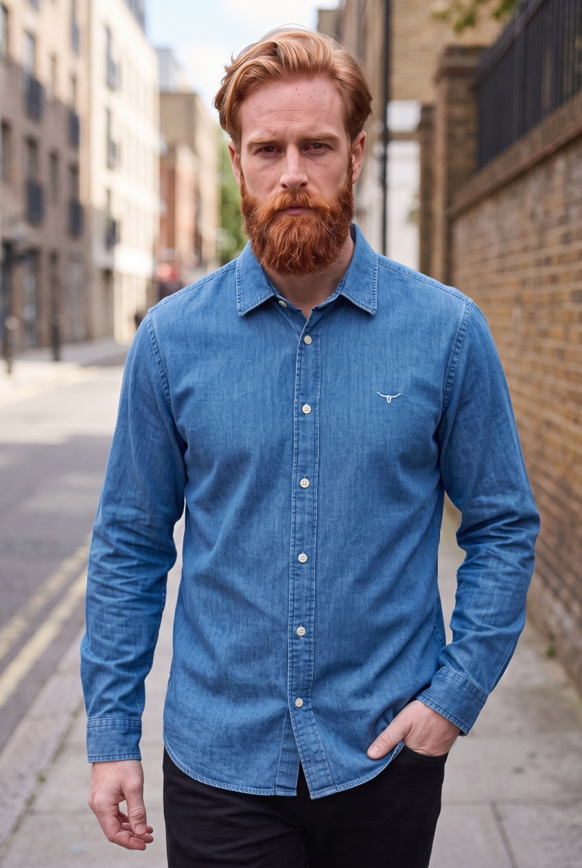 R.M WILLIAMS ARNO REG INDIGO SHIRT