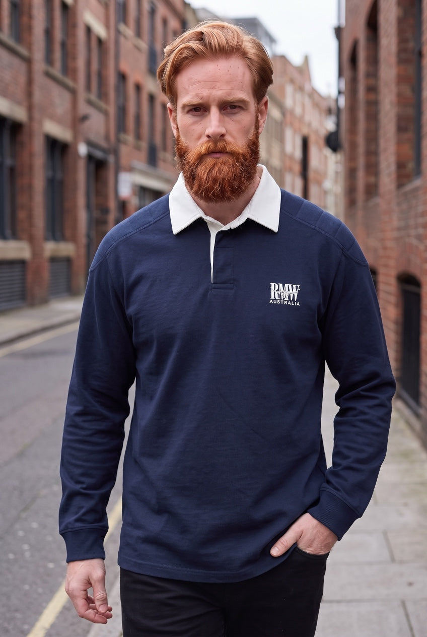 R.M WILLIAMS CLASSIC NAVY RUGBY SHIRT