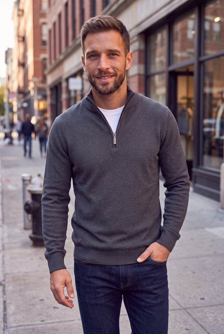 6TH SENSE ROWNY CHARCOAL ZIP SWEATER