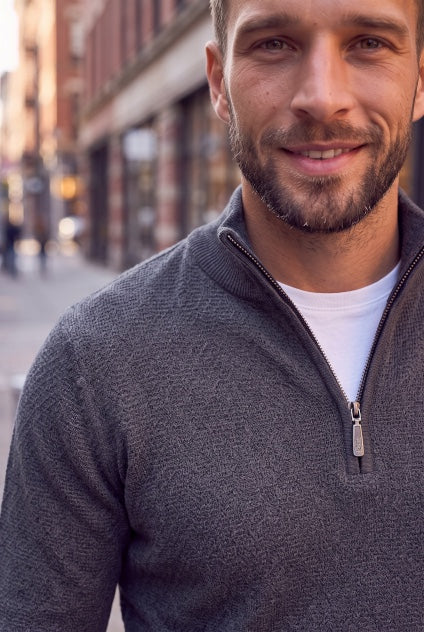 6TH SENSE ROWNY CHARCOAL ZIP SWEATER