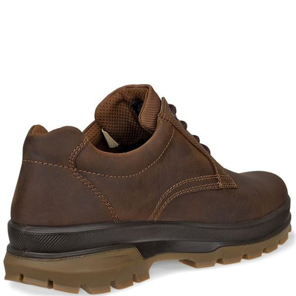 Brown rugged track shoe with lace-up, padded collar, waterproof design