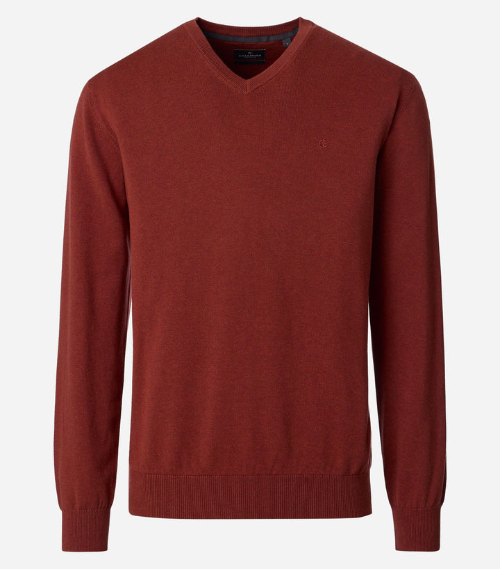 CASA MODA V NECK RUST SWEATER