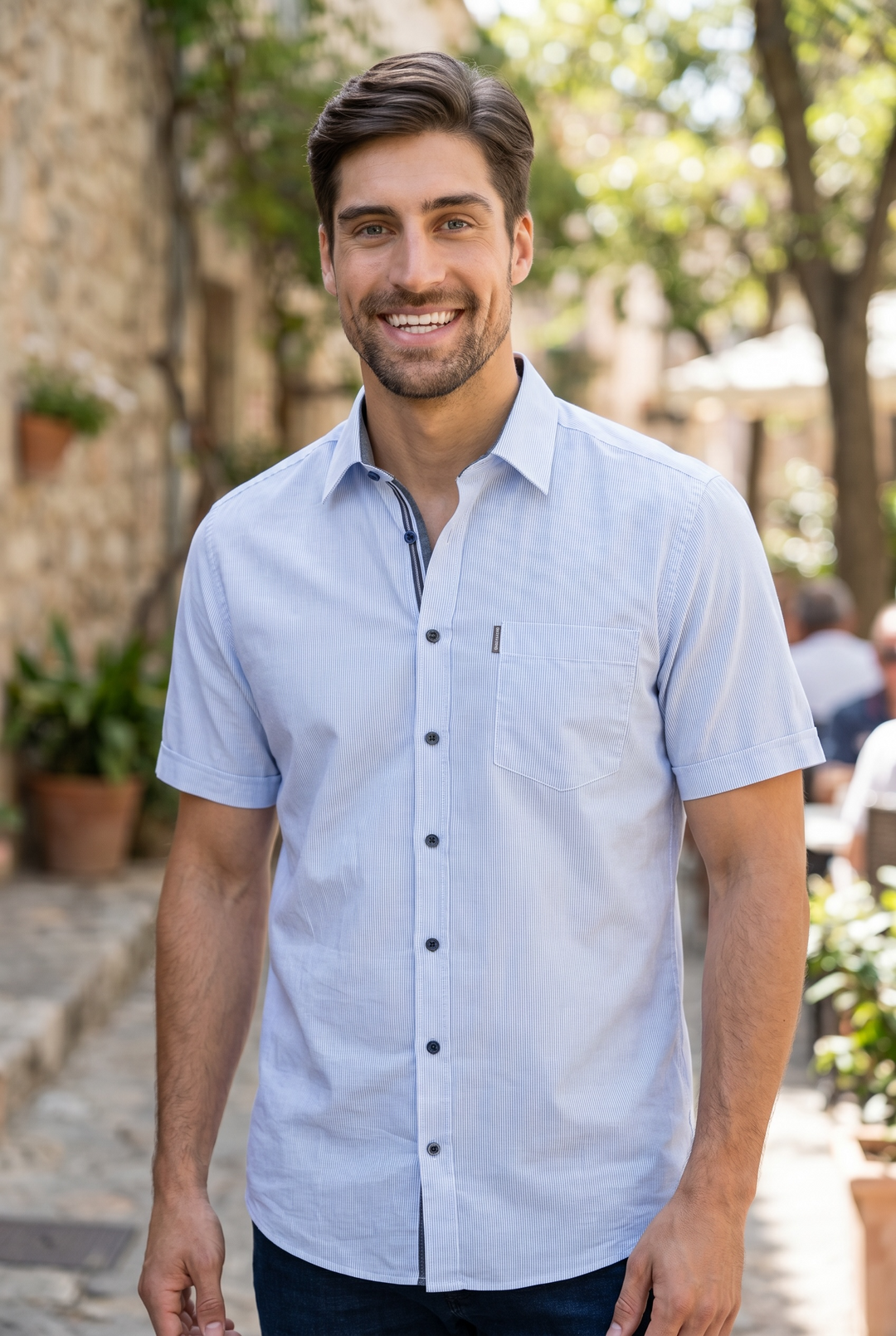 CASA MODA  BLUE STRIPE SS SHIRT