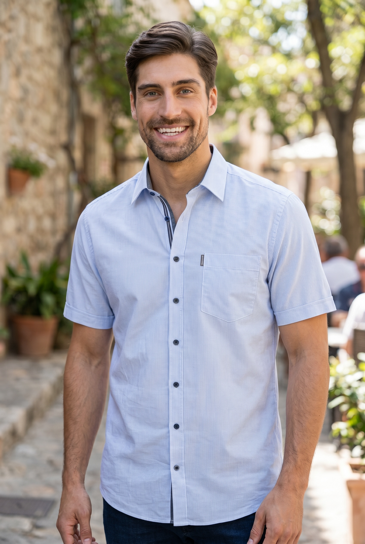 CASA MODA  BLUE STRIPE SS SHIRT