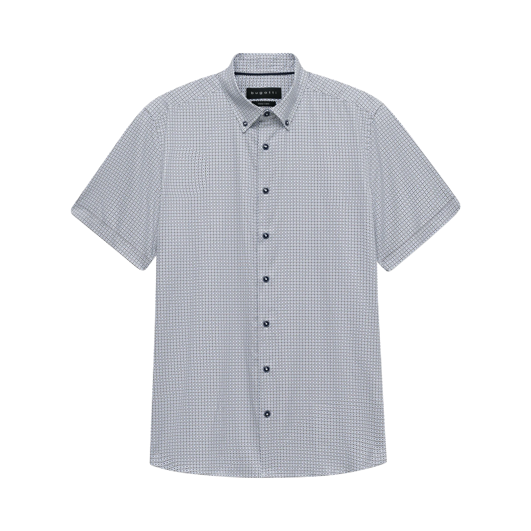 BUGATTI SHORT SLEEVE BLUE PRINT SHIRT