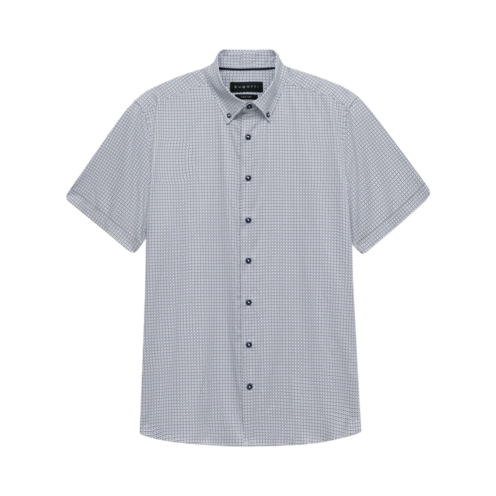 BUGATTI SHORT SLEEVE BLUE PRINT SHIRT