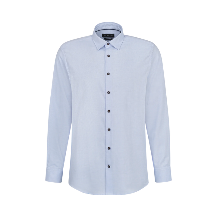 BUGATTI SIMON Blue shirt: light blue button-up, long sleeves, spread collar