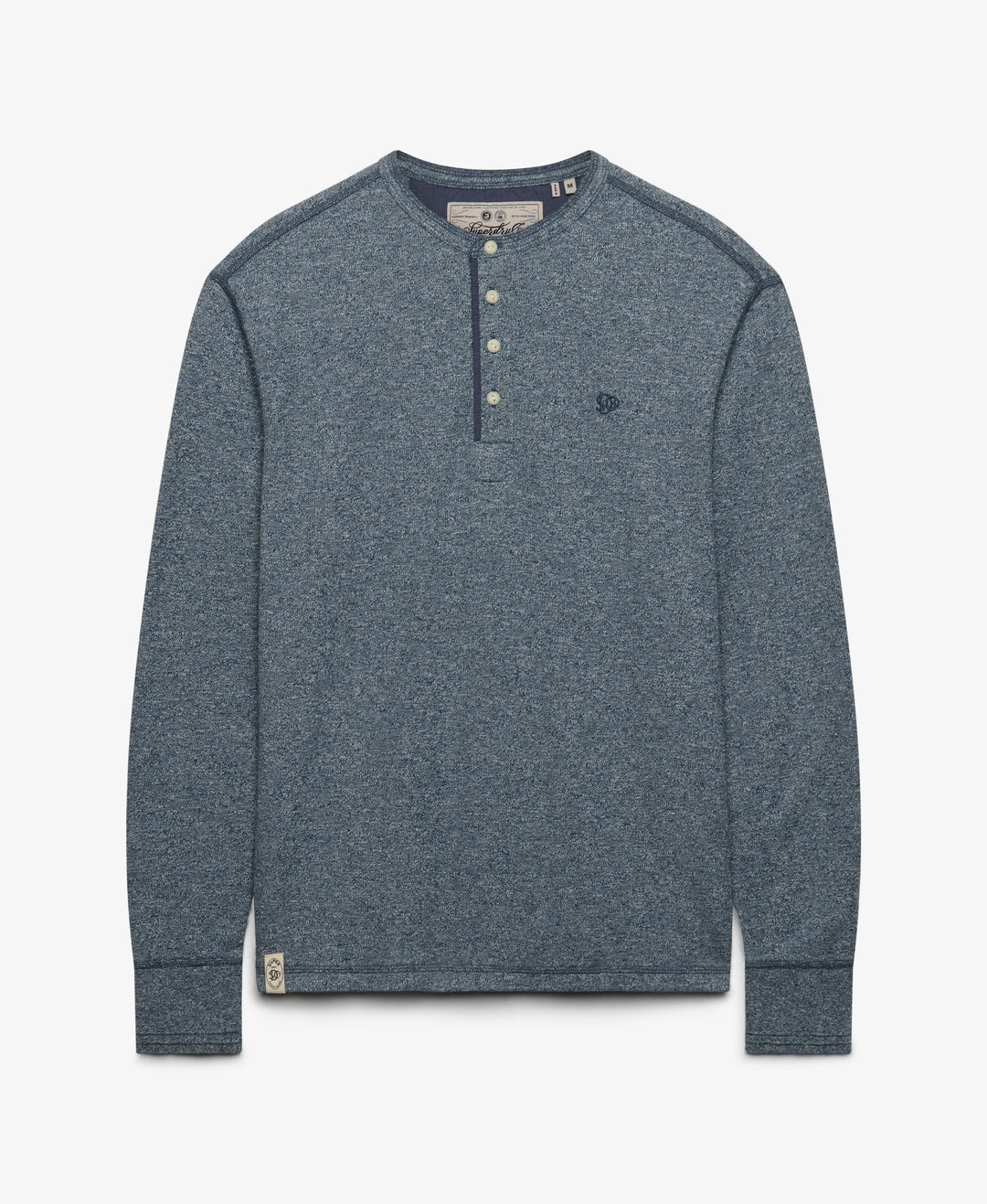 SUPERDRY DENIM MINI SLUB WAFFLE LS GRANDAD SWEAT