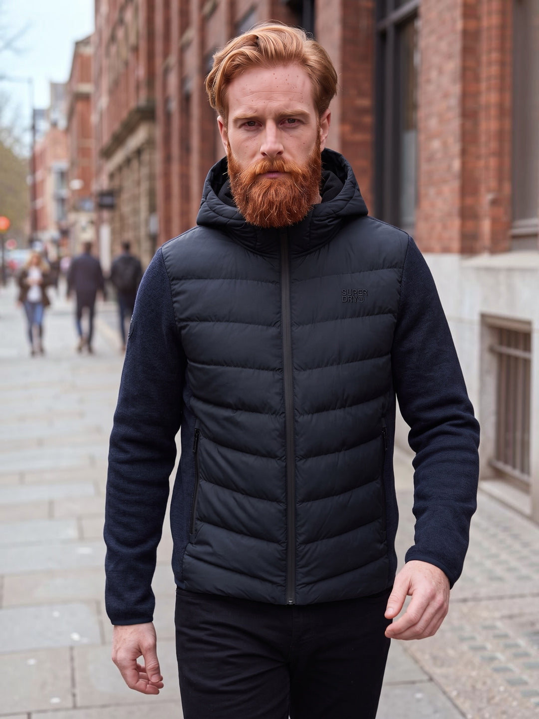 SUPERDRY NAVY HOODED STORM KNIT HYRID JA