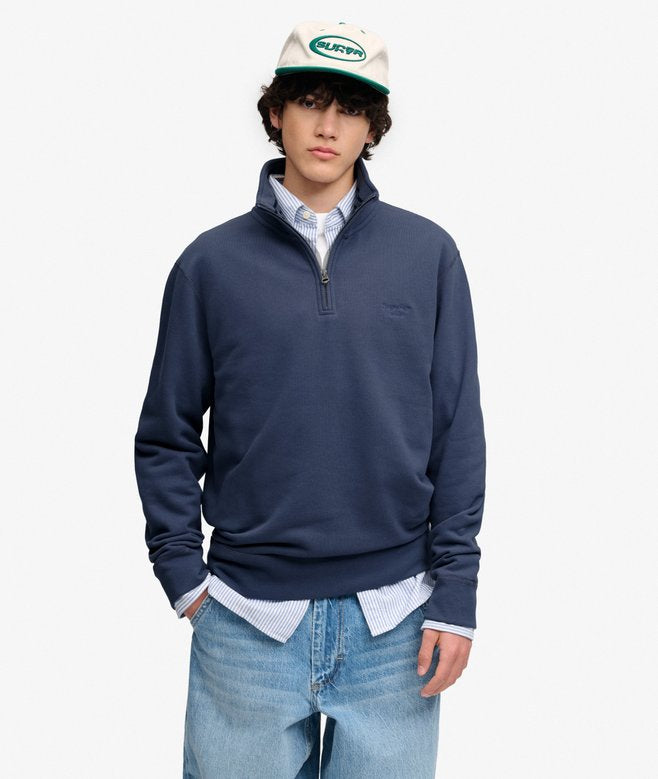 SUPERDRY BLUE ESS SERIF LOGO 1/2 ZIP SWE