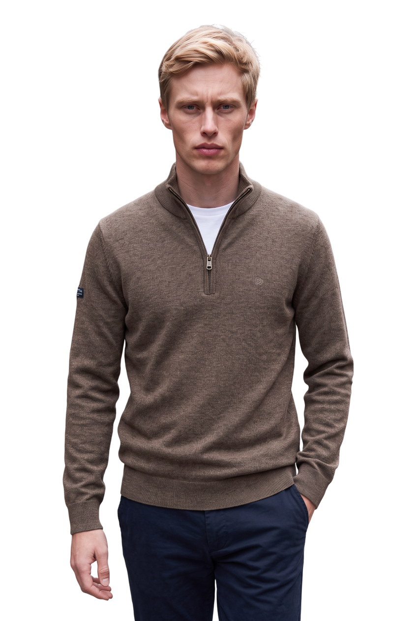 SUPERDRY BROWN ESS LW WOOL BLEND 1/2 ZIP