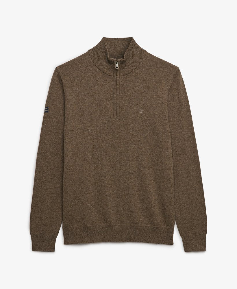 SUPERDRY BROWN ESS LW WOOL BLEND 1/2 ZIP