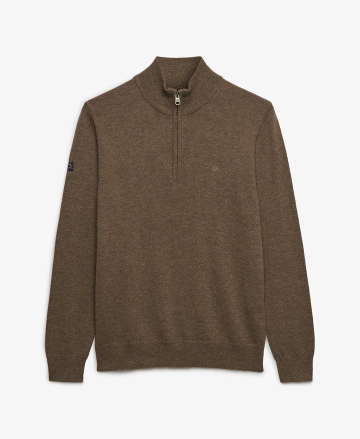 SUPERDRY BROWN ESS LW WOOL BLEND 1/2 ZIP