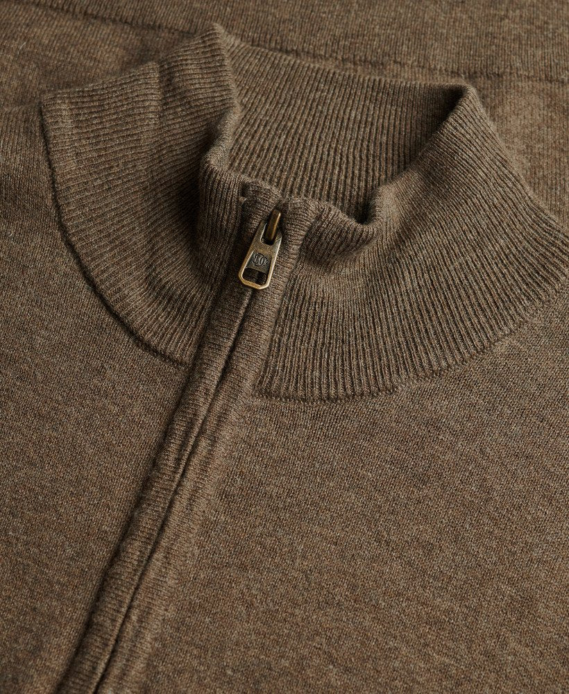 SUPERDRY BROWN ESS LW WOOL BLEND 1/2 ZIP