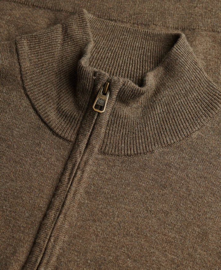SUPERDRY BROWN ESS LW WOOL BLEND 1/2 ZIP