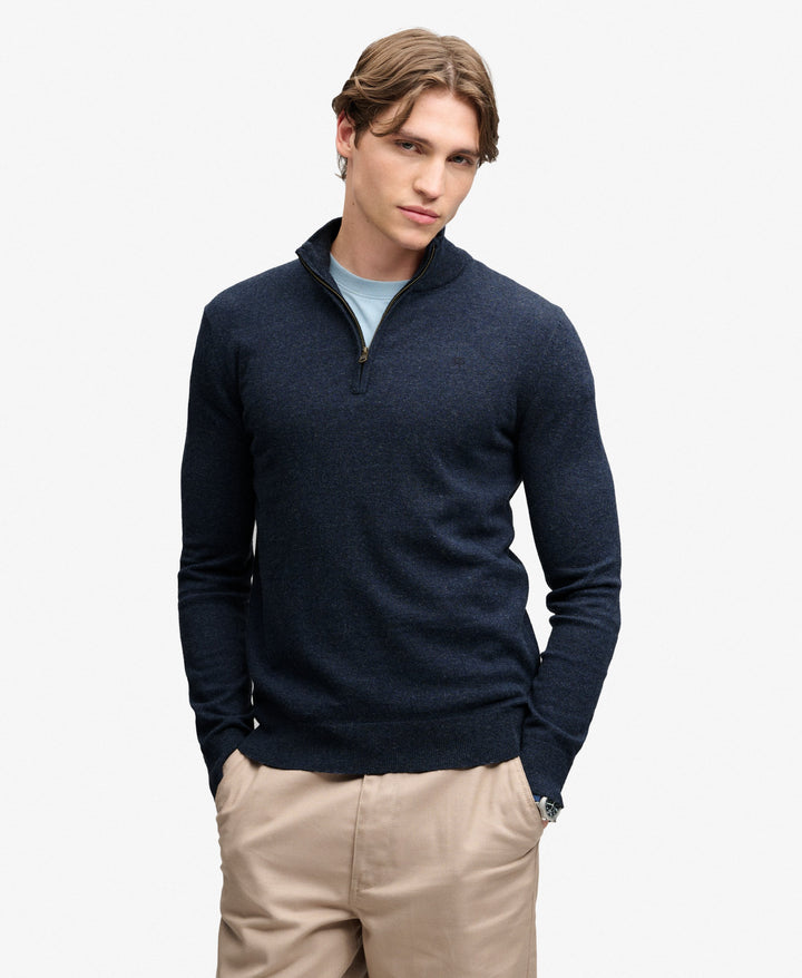 SUPERDRY NAVY ESS LIGHTWEIGHT WOOL 1/2 SWEATER