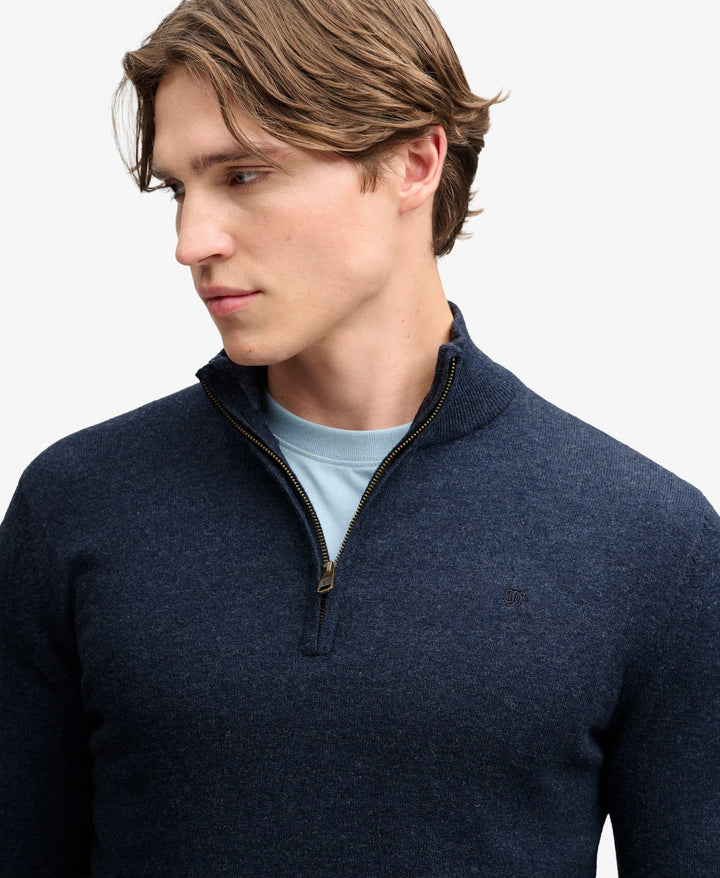 SUPERDRY NAVY ESS LIGHTWEIGHT WOOL 1/2 SWEATER