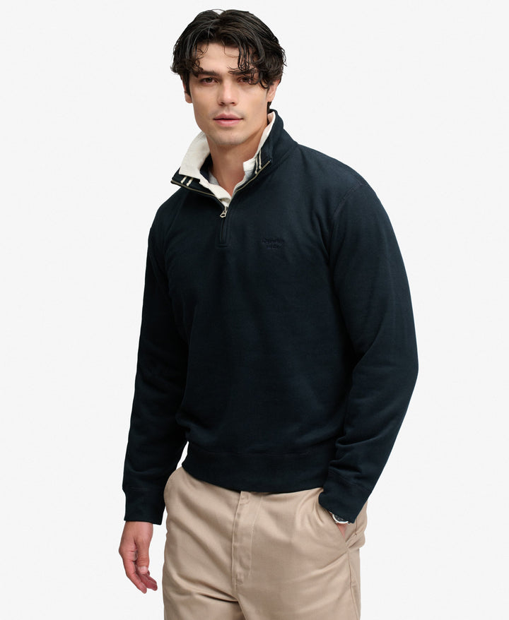 SUPERDRY NAVY ESS SERIF LOGO 1/2 ZIP SWEAT SHIRT