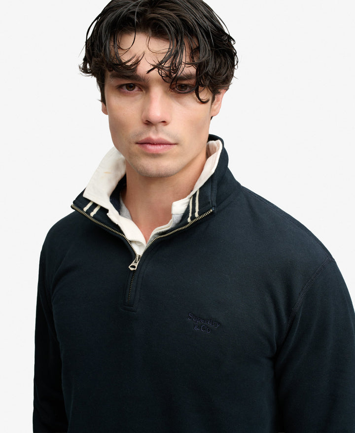 SUPERDRY NAVY ESS SERIF LOGO 1/2 ZIP SWEAT SHIRT