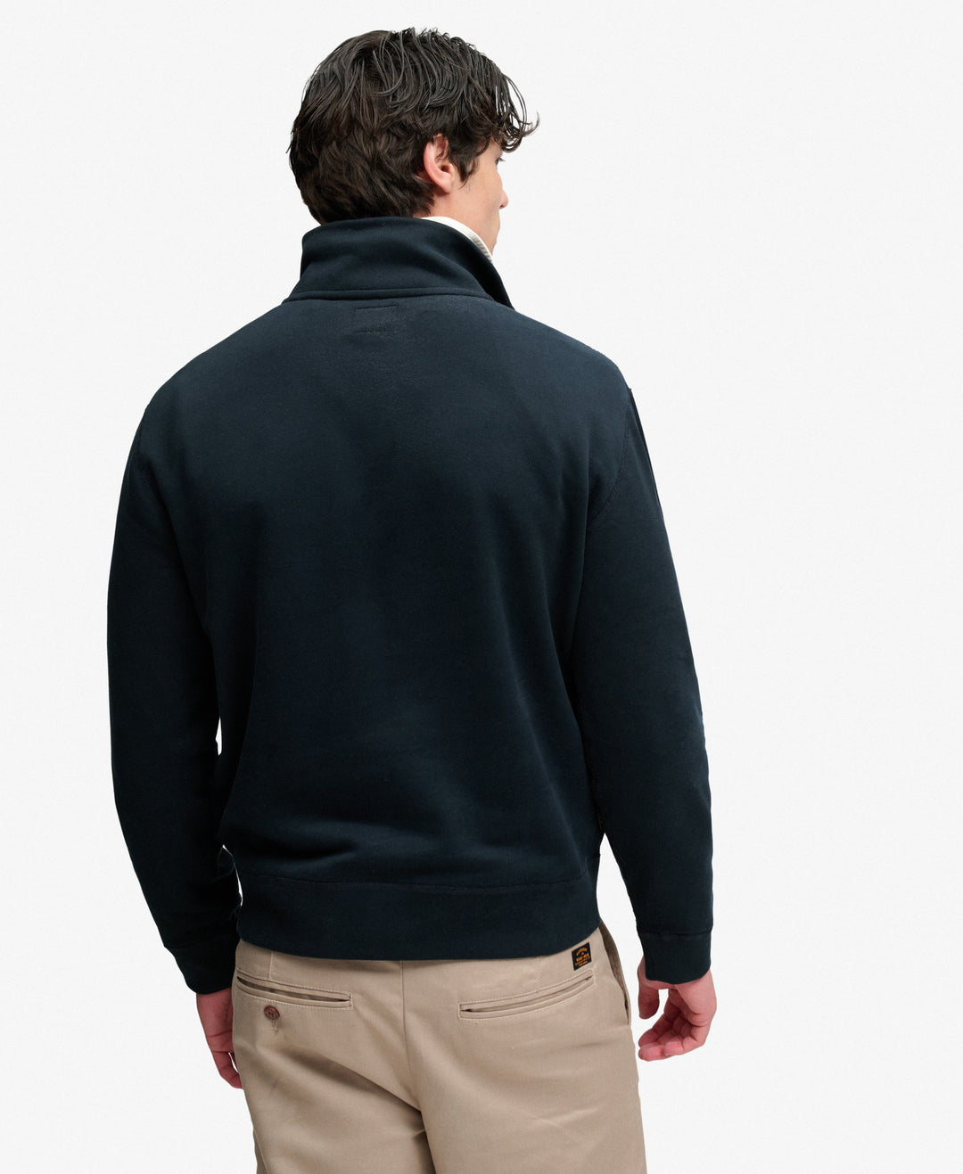 SUPERDRY NAVY ESS SERIF LOGO 1/2 ZIP SWEAT SHIRT