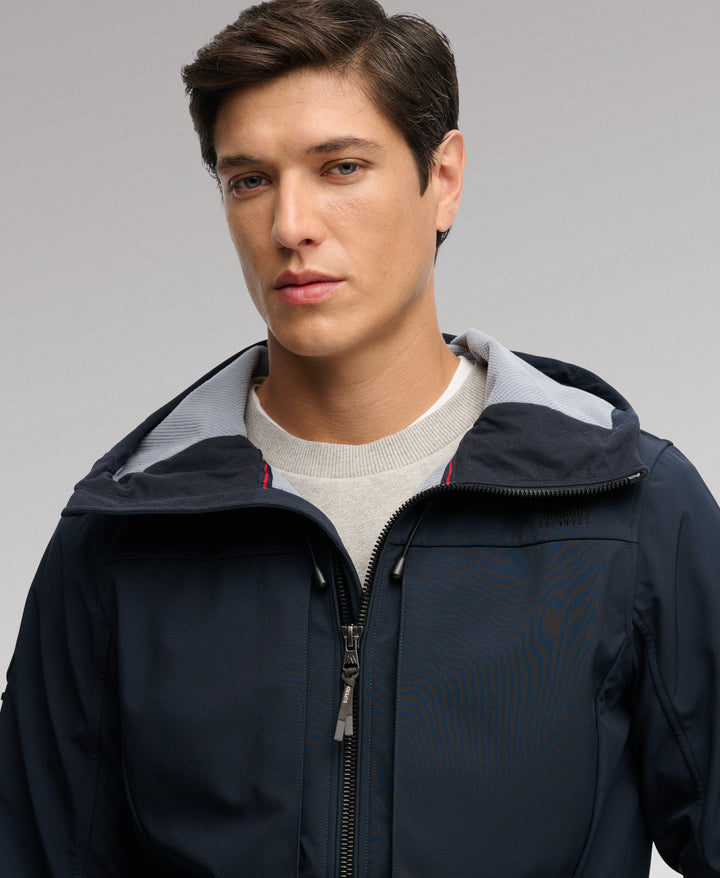 SUPERDRY NAVY HOODED SOFTSHELL TREKKER JACKET