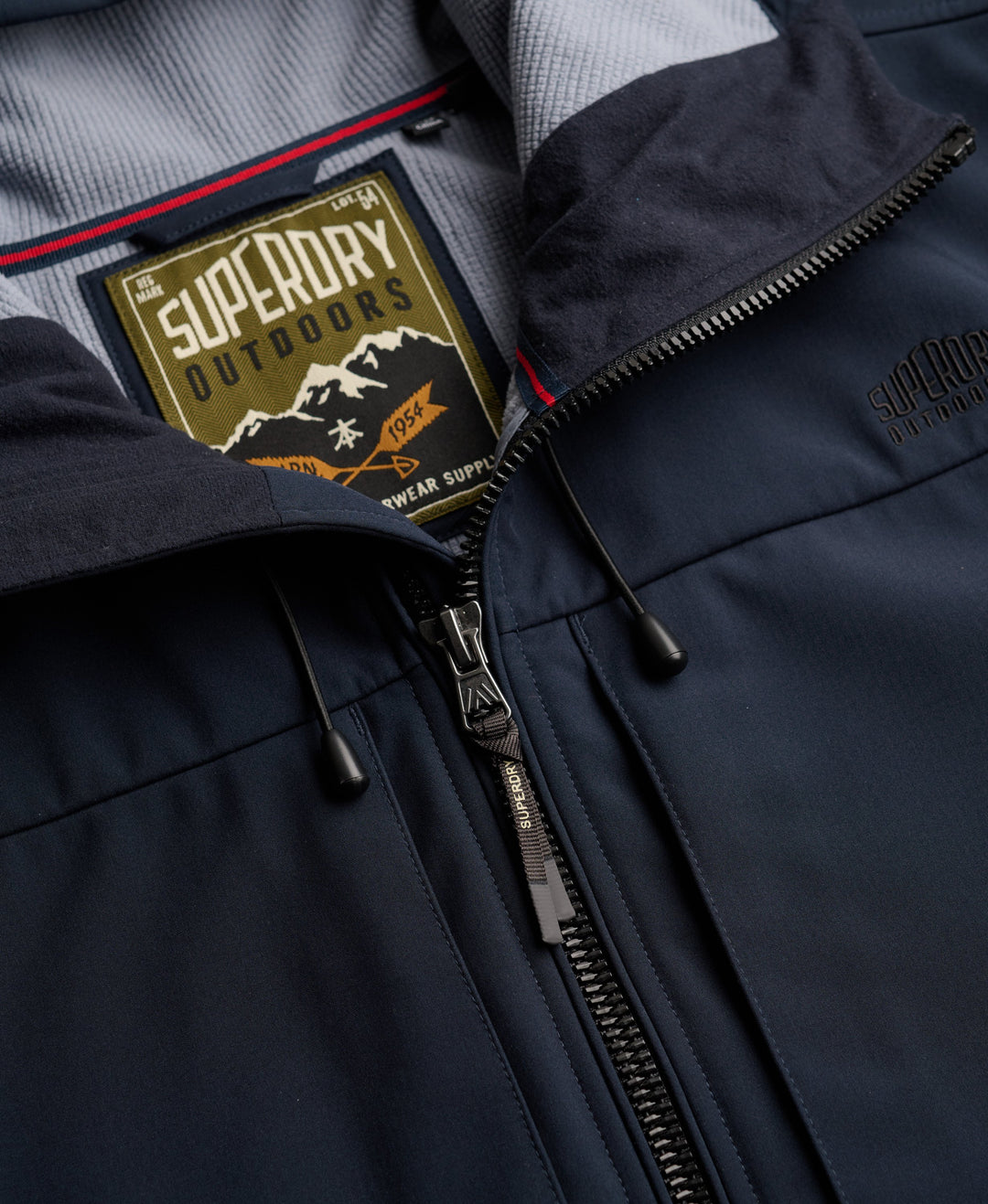SUPERDRY NAVY HOODED SOFTSHELL TREKKER JACKET