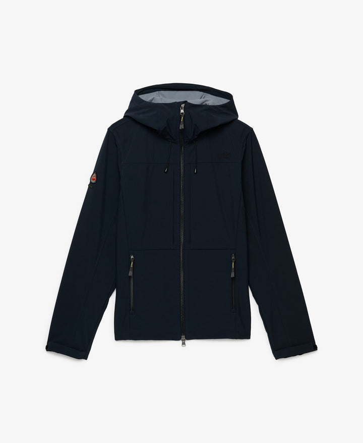 SUPERDRY NAVY HOODED SOFTSHELL TREKKER JACKET