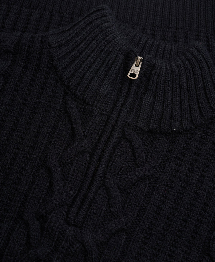 SUPERDRY NAVY JACOB CABLE 1/2 ZIP KNIT