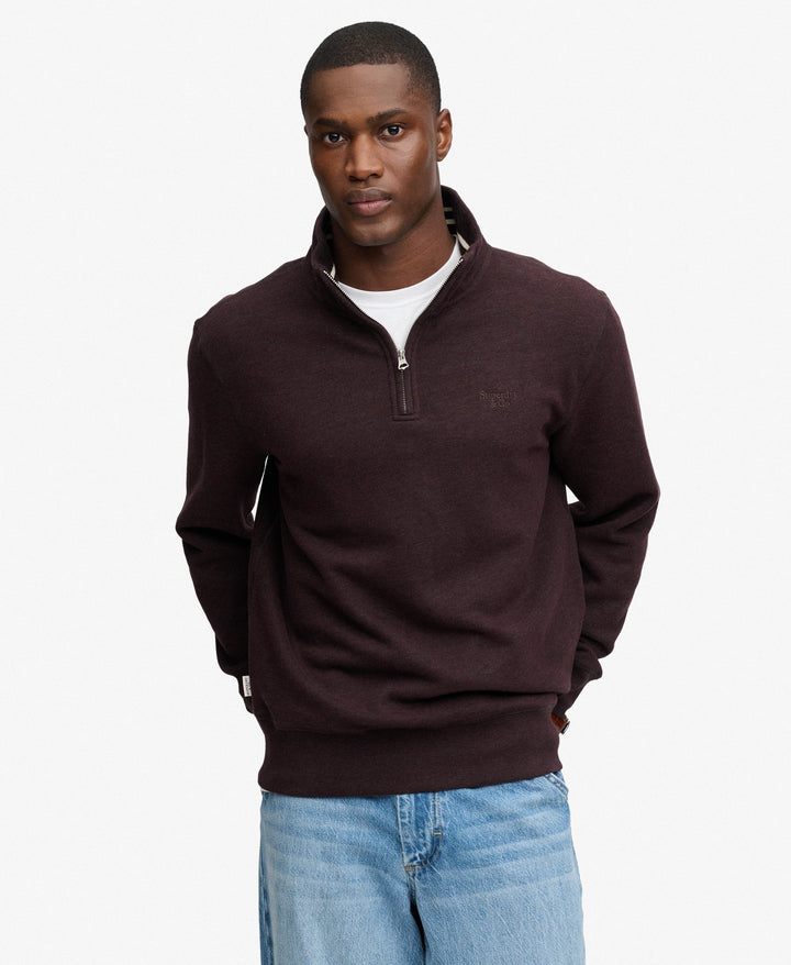 SUPERDRY WINE ESS SERIF LOGO 1/2 ZIP SWEATSHIRT