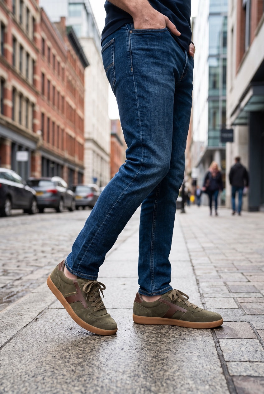 TOMMY HILFIFER FOOTWEAR TRIBECA OLIVE SNEAKER SUEDE