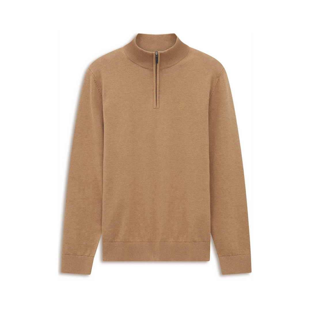 BUGATTI 1/2 ZIP TAUPE SWEATER