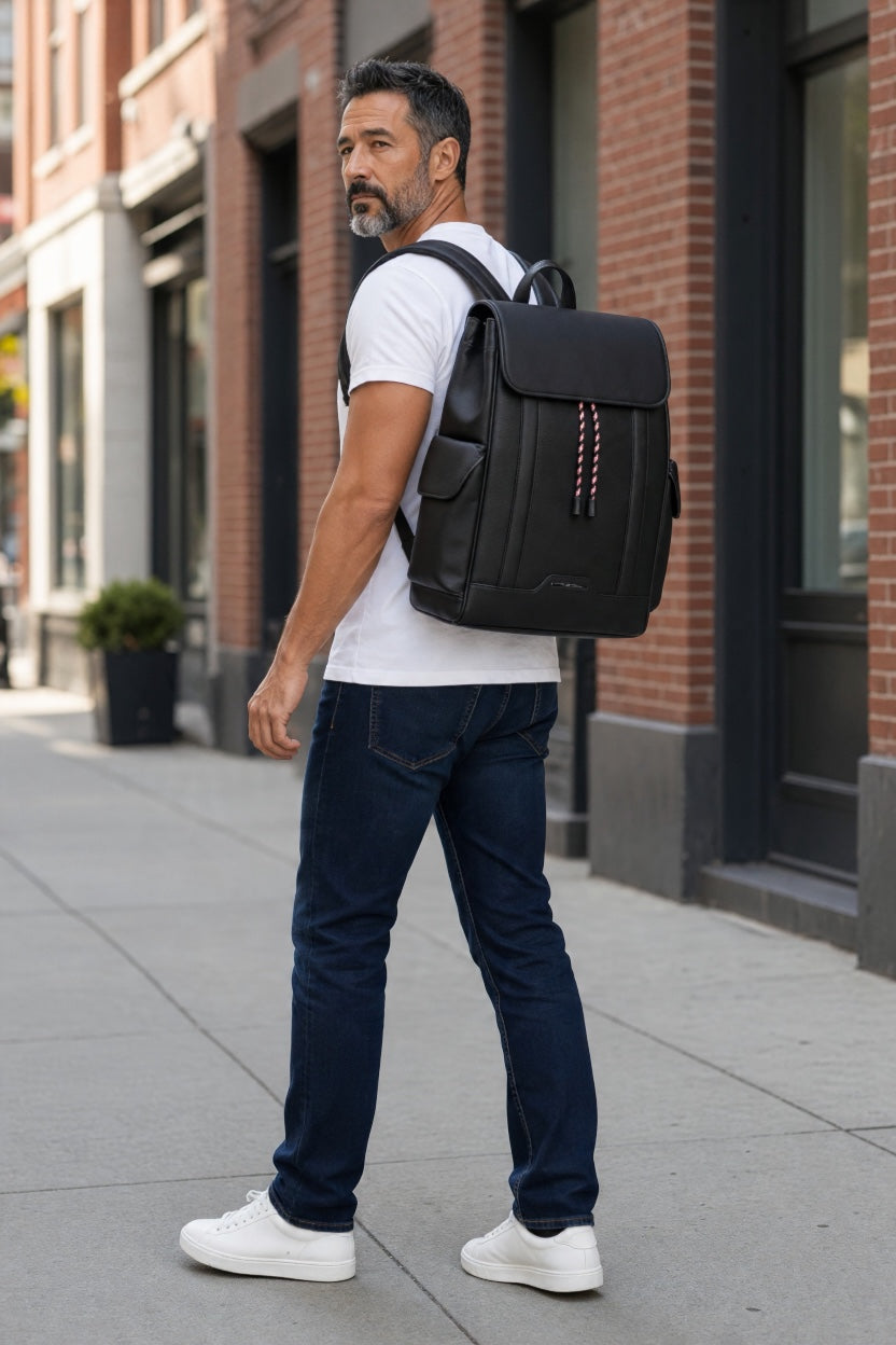 TOMMY HILFIGER BLACK TEXTURE BACKPACK