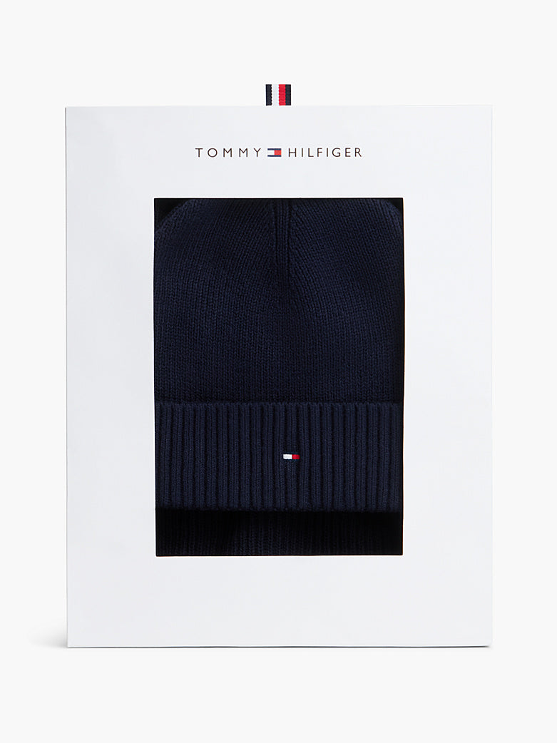 TOMMY HILFIGER NAVY BEANIE &amp; SCARF SET
